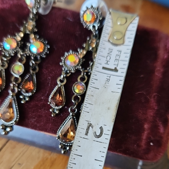 Elegant Gold and Brown Chandelier Earrings - Picture 2 of 6